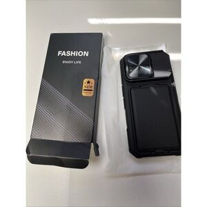 Iphone 16 Pro Case W Card Holder Kickstand Slide Camera Lens Cover 6.3" Blk